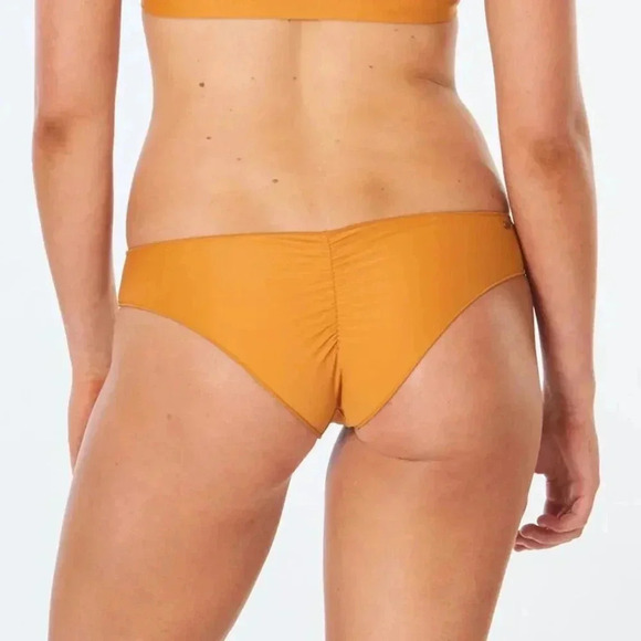 Salty Honey Women's Bikini Bottom Back Ruching Mustard Yellow Size M - Picture 1 of 5